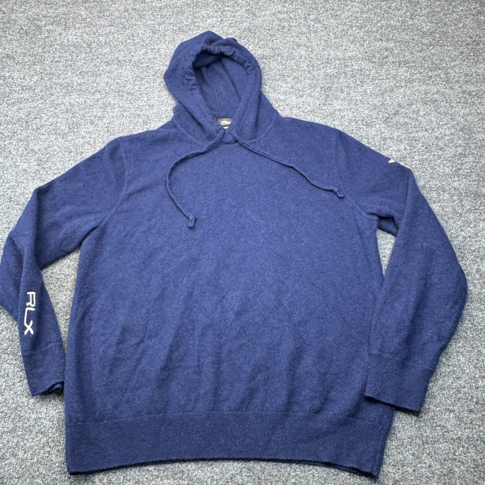 Polo Ralph Lauren Hoodie Mens Large Blue RLX Cashmere Olympic Club Pullover Golf